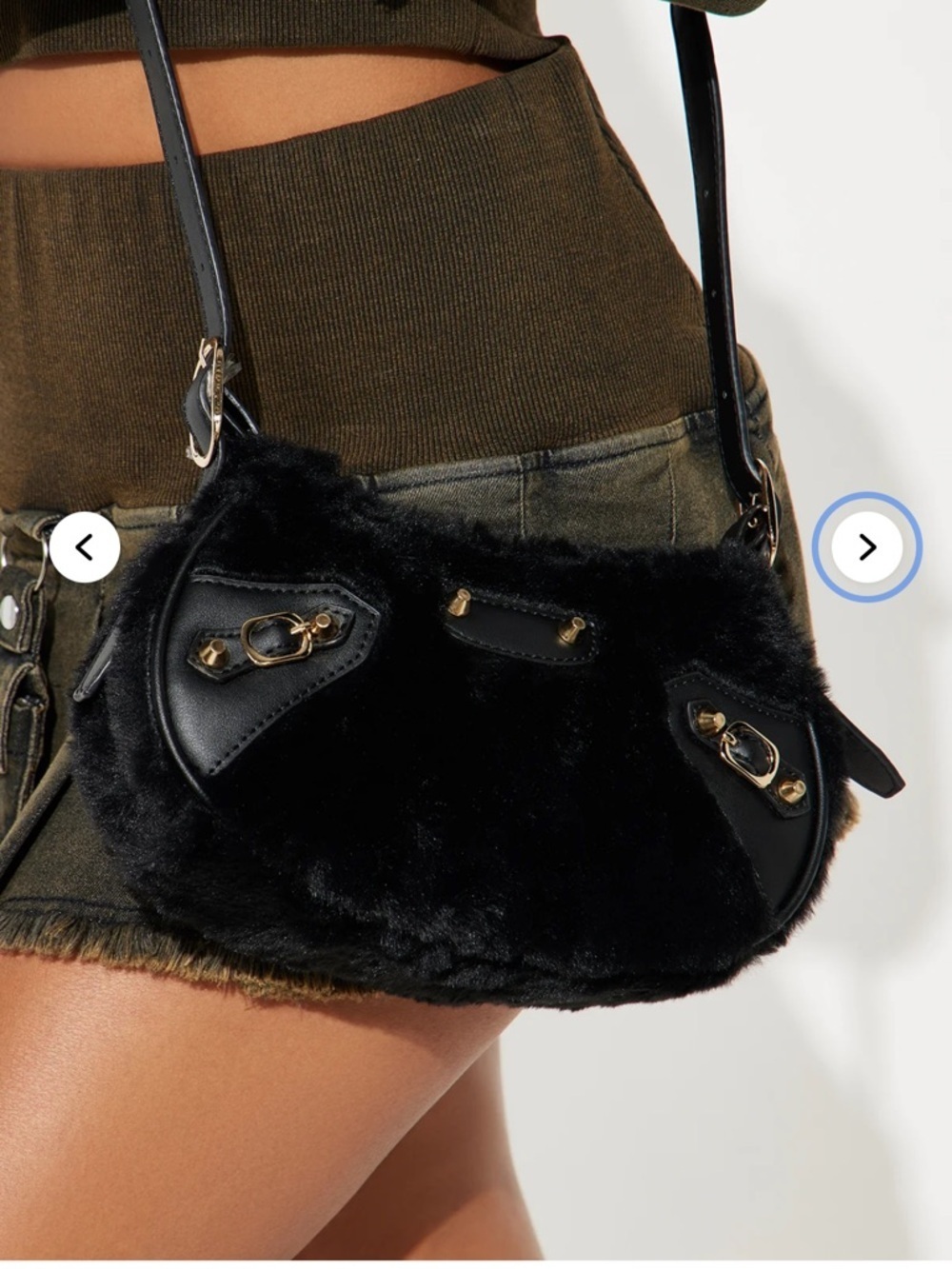 Extra Fur Life Crossbody Bag - Black